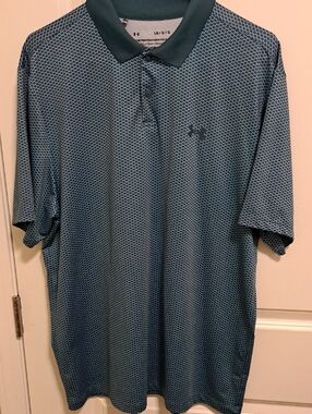 Under Armour Teal Hex-Pattern Men’s Polo Large